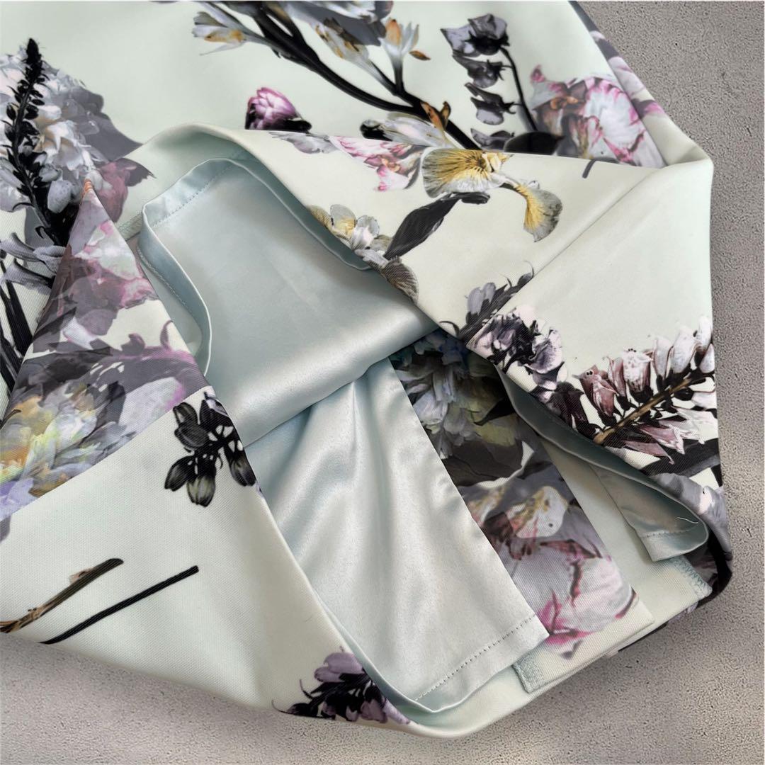 【極美品】TED BAKER 0 花柄 ワンピース ミント　フォーマル