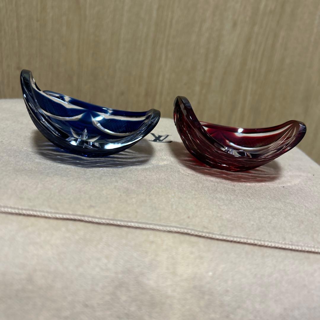 薩摩切子小鉢（青色・赤色）2個セットです。メルカリ発送です。