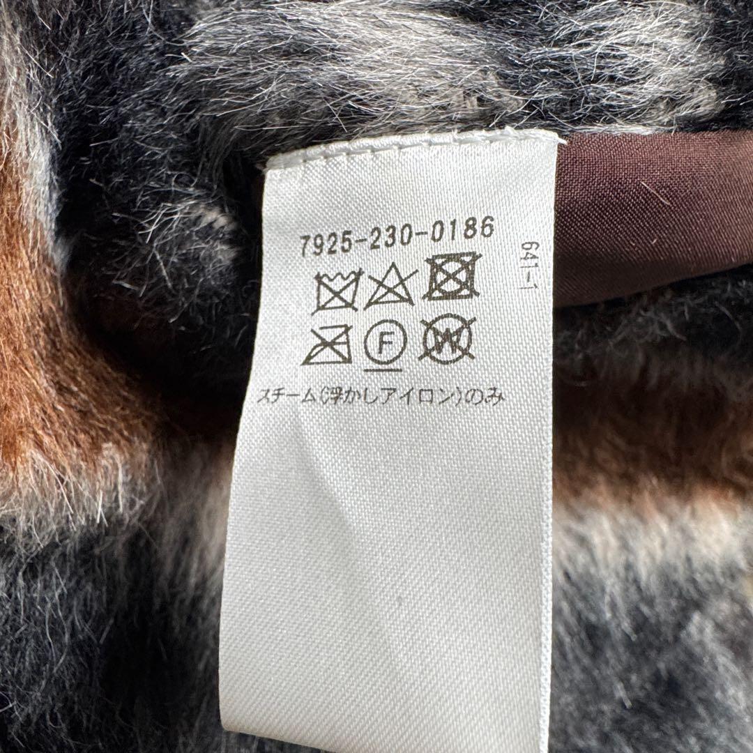 極美品 ブラミンク BLAMINK アルパカシャギー チェックロングコート38