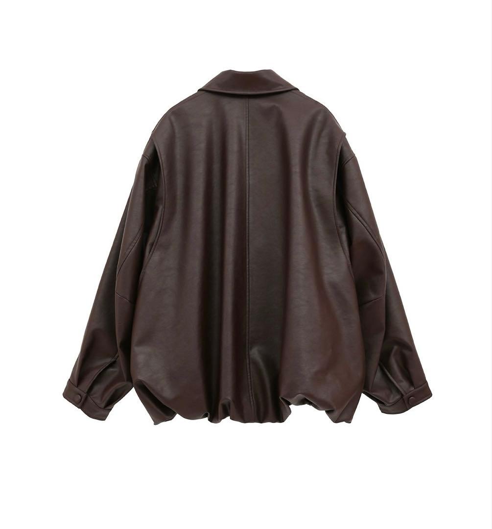 CLANE FAKE LEATHER BALLOON JACKET ブラウン