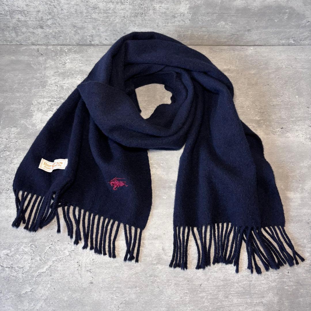 【極美品】BURBERRY バーバリー カシミヤ100% マフラー ネイビー