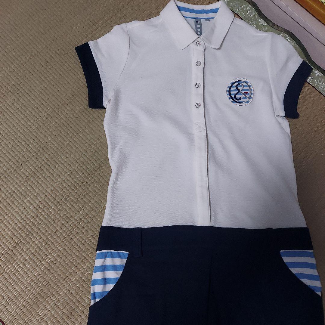 レディース ゴルフ ワンピース ホワイト ネイビー