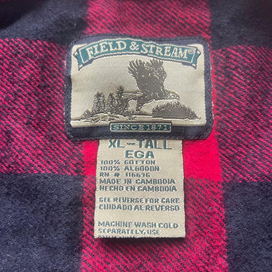 FIELD&STREAM オンブレチェック ヘビーフランネルシャツ XL 黒赤
