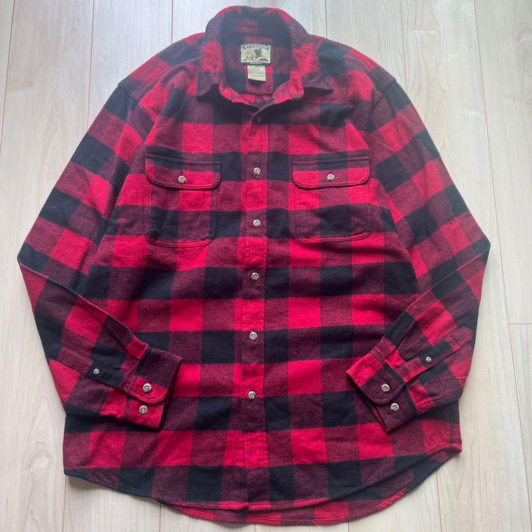 FIELD&STREAM オンブレチェック ヘビーフランネルシャツ XL 黒赤