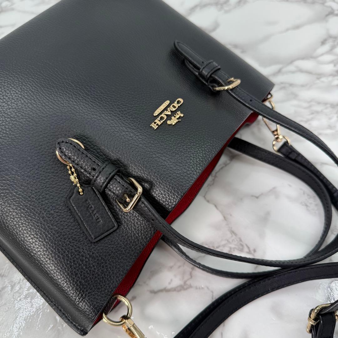 コーチ トートバッグ モリー 2way クロスボディ レザー ブラック 金金具