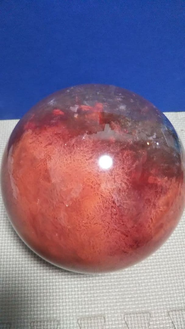 超巨大 溶練水晶球 約7.4Kg 直径18cm  水晶玉 紅蓮 紅 赤