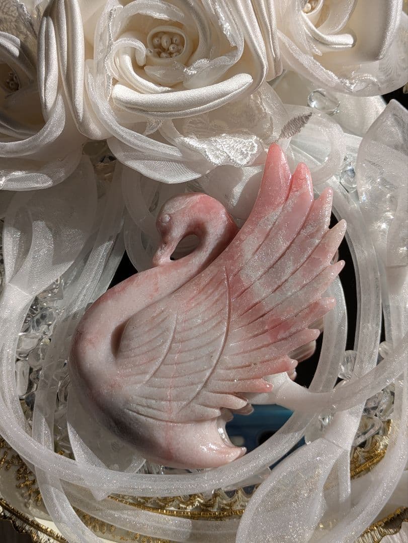 希少　⚜️ピンクオパール⚜️　ミルキーピンク　スワン　白鳥　天然石