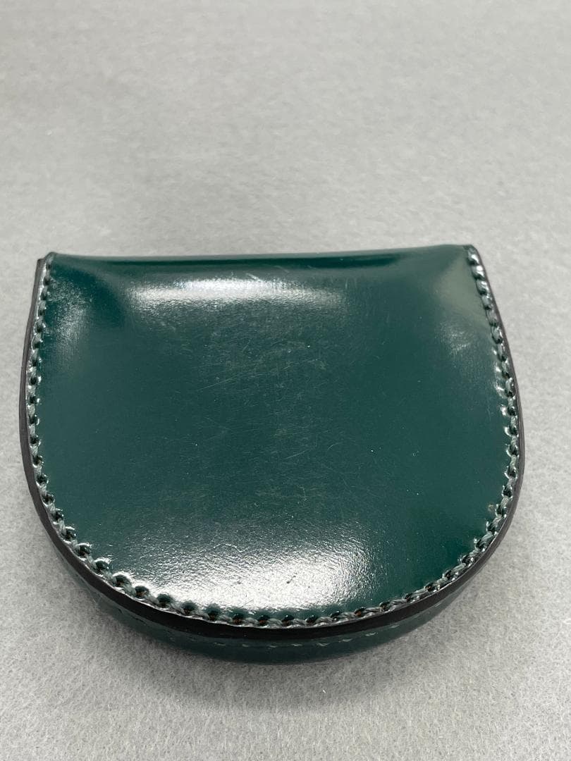【未使用】ケース　コードバン　馬蹄形　小銭入れ　ダークグリーン