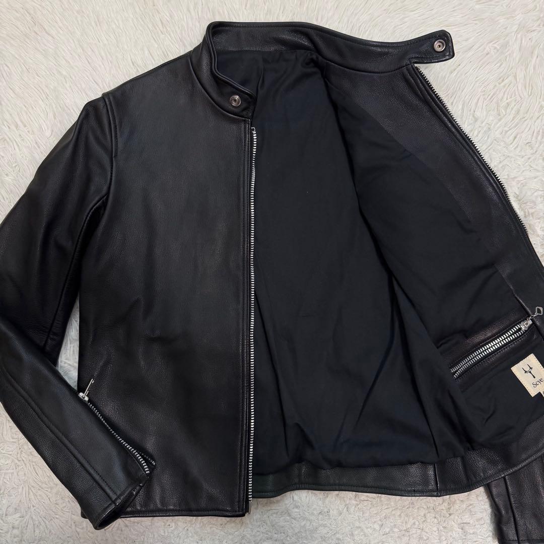 美品Lサイズ相当　scye シングルライダースジャケット　ラムレザージャケット