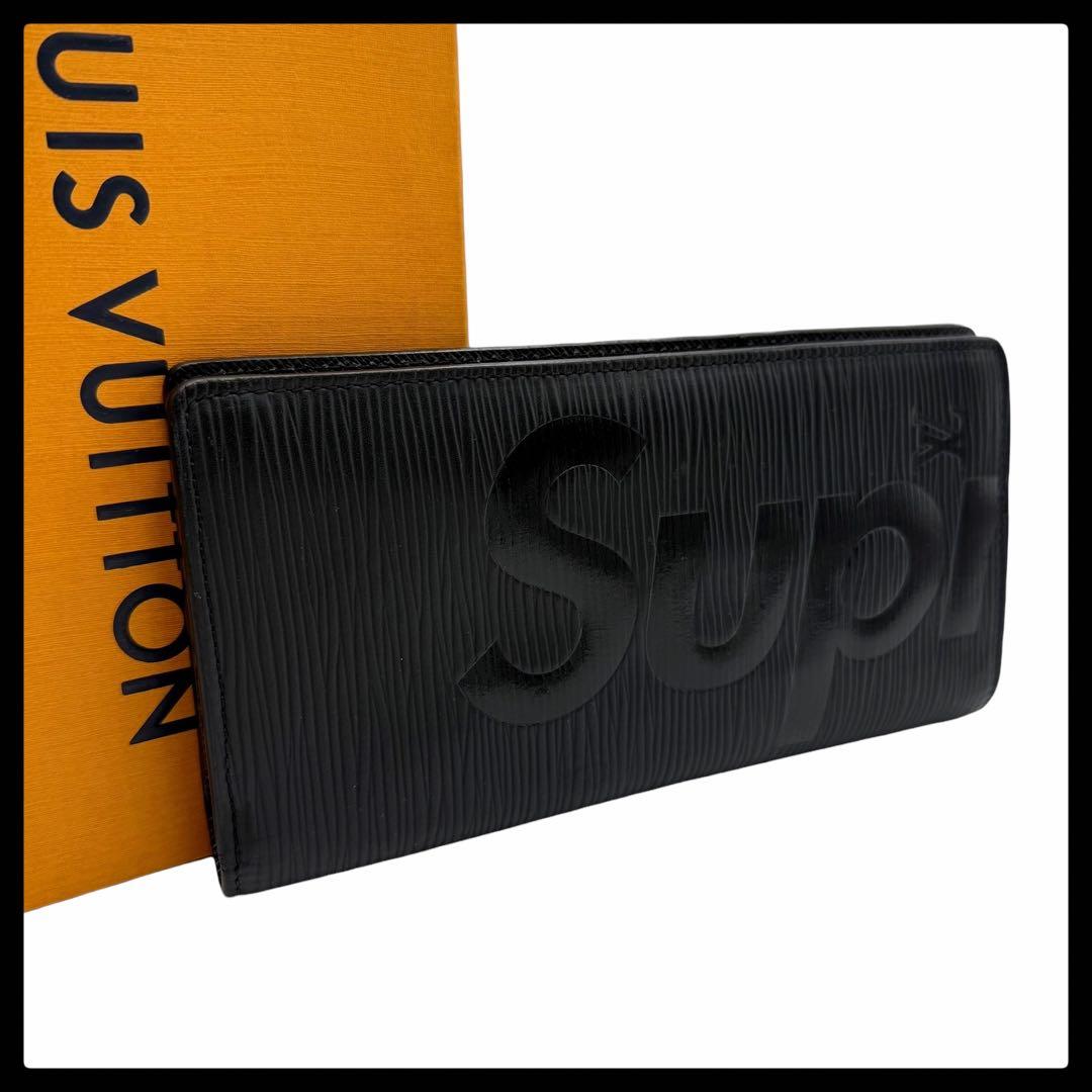 6155 美品 ルイヴィトン×シュプリーム エピ ブラザ 23AW 長財布 黒色