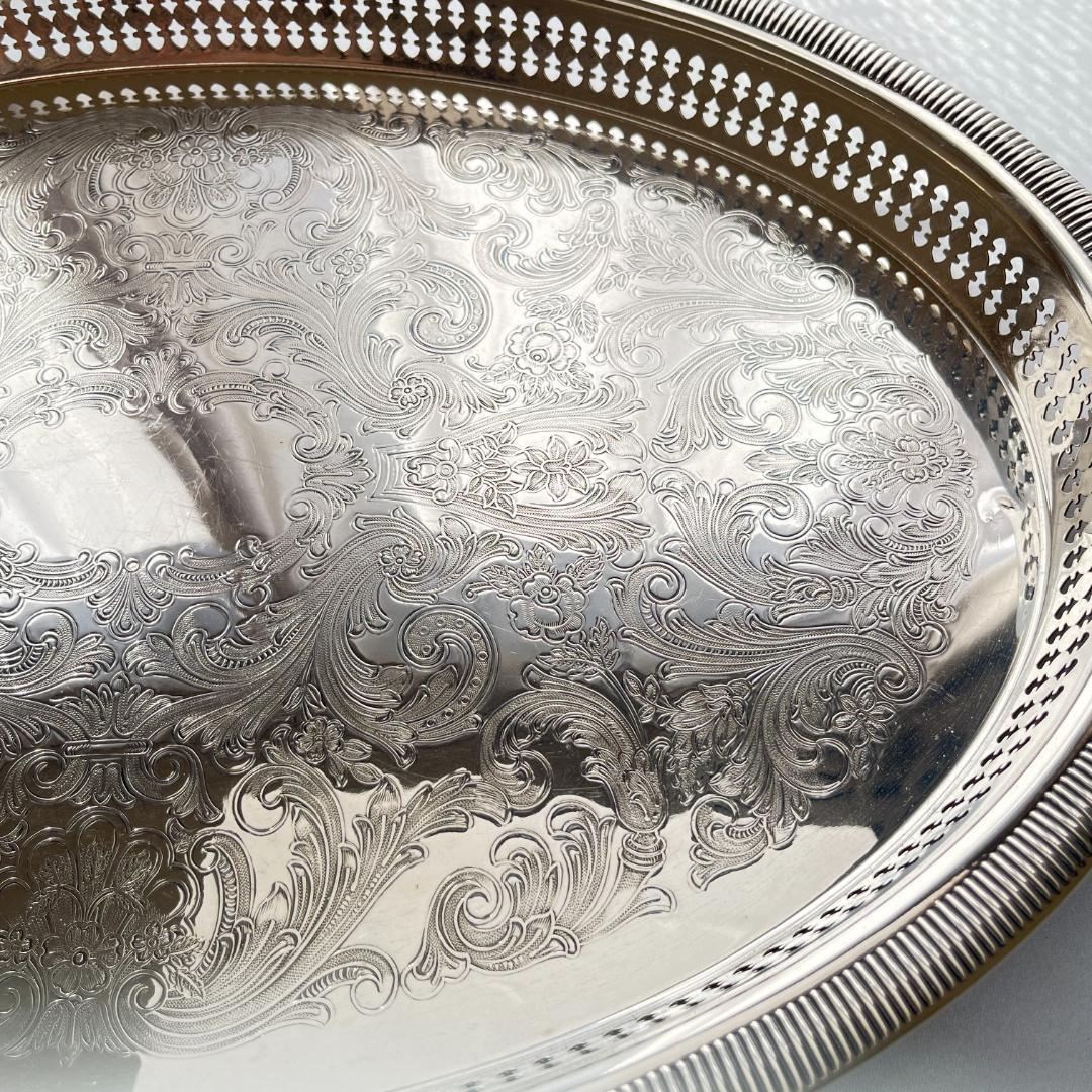 【RODD】ギャラリートレー オーバル型 47cm 【シルバープレート】 大盤