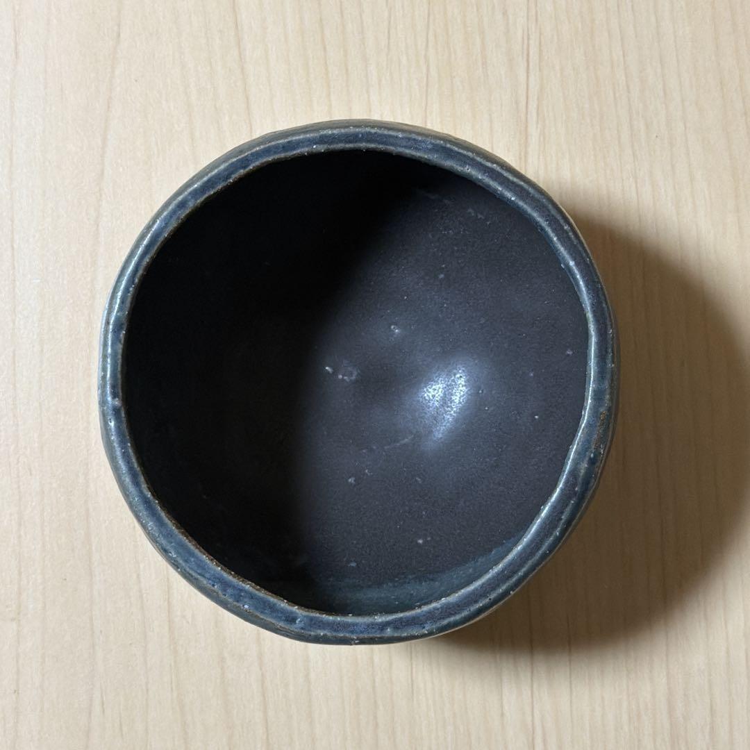 本田あつみ　蓋もの　ふたもの　器　ボウル　青　陶器　flower 花