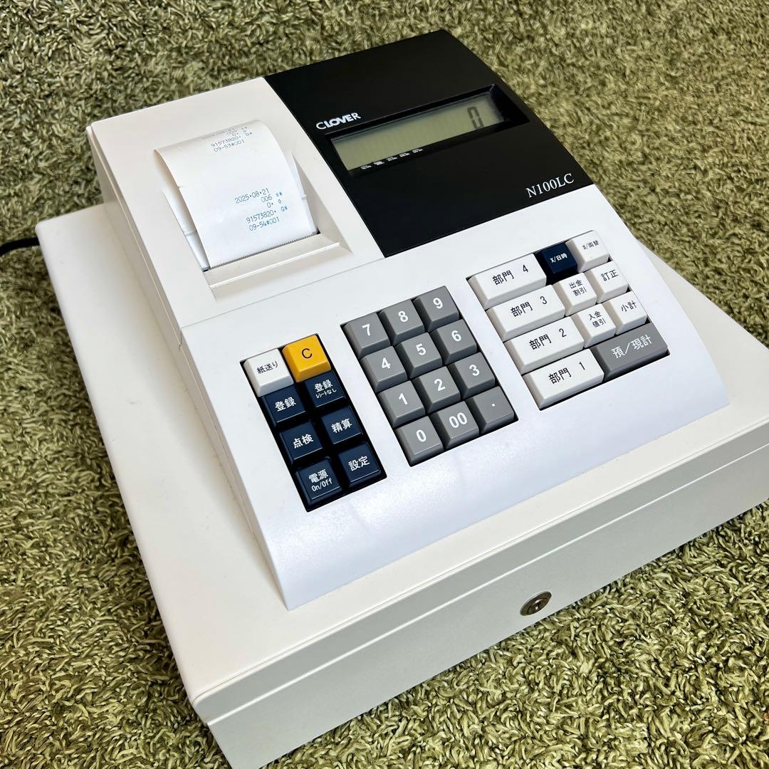 良好　CLOVER クローバー　N100LC 電子 レジスター　ホワイト