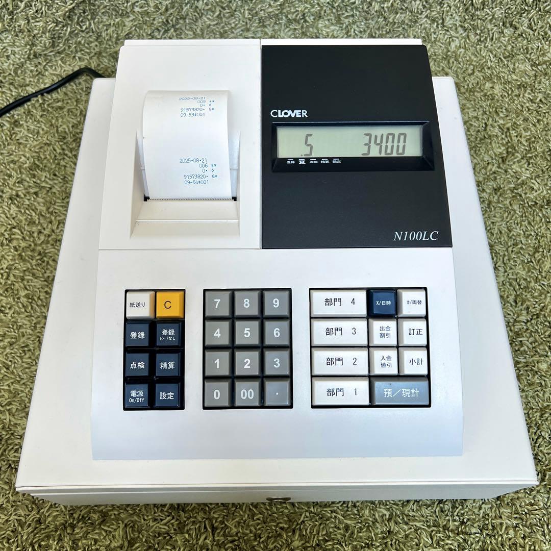 良好　CLOVER クローバー　N100LC 電子 レジスター　ホワイト