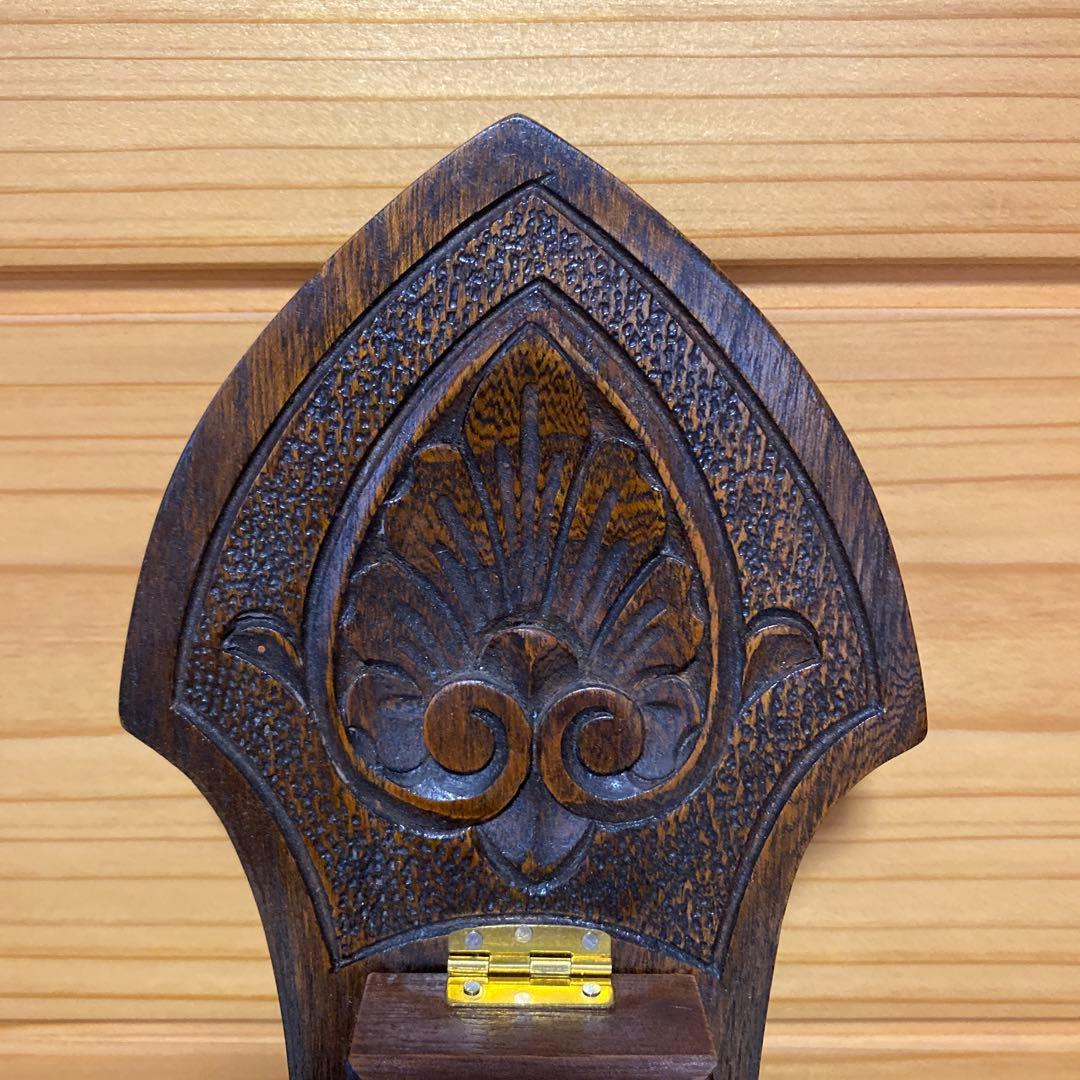 舶来品　アンティークバロメーター　重厚な木彫りの気圧計