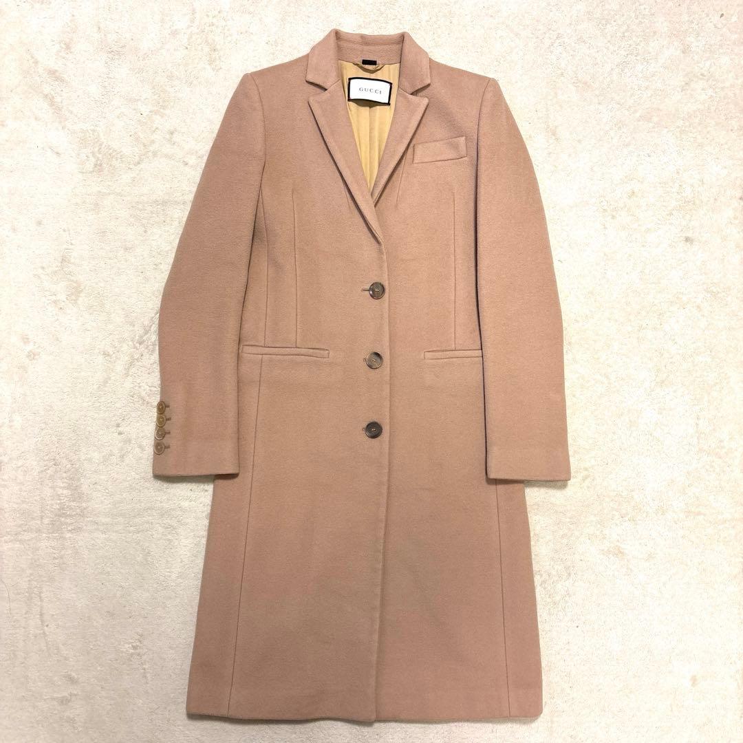 美品⭐️GUCCI ロングコート　ウール　ベージュ キュプラ 36 Sサイズ相当