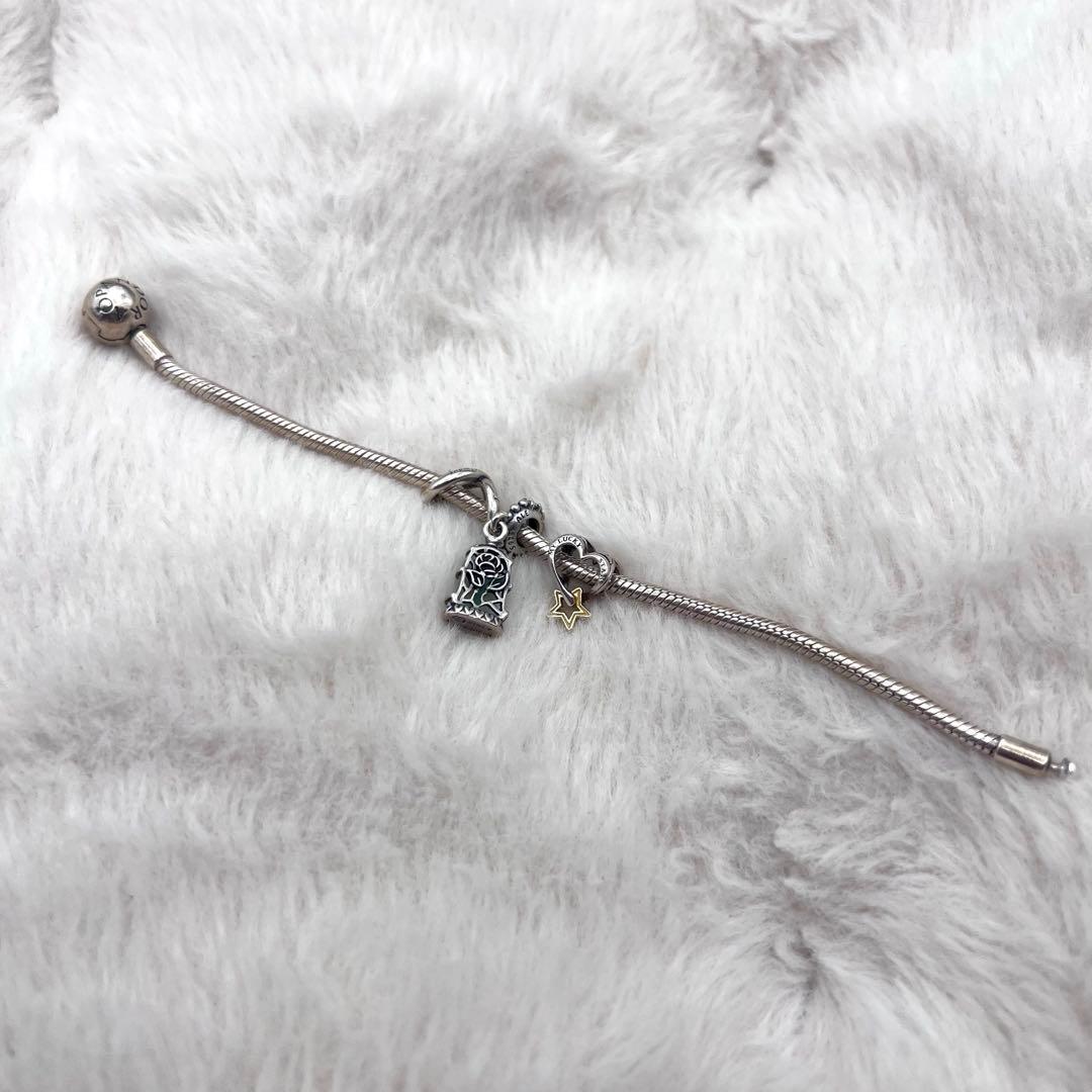 美品✨PANDORA パンドラ チャーム付き シルバーブレスレット 16cm