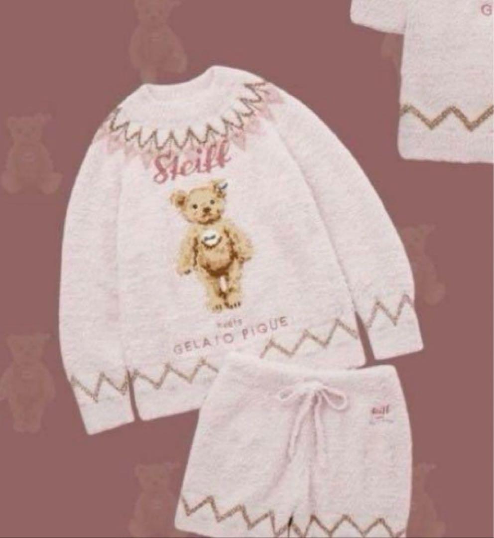 美品　Gelato Pique クマデザイン ルームウェアセット