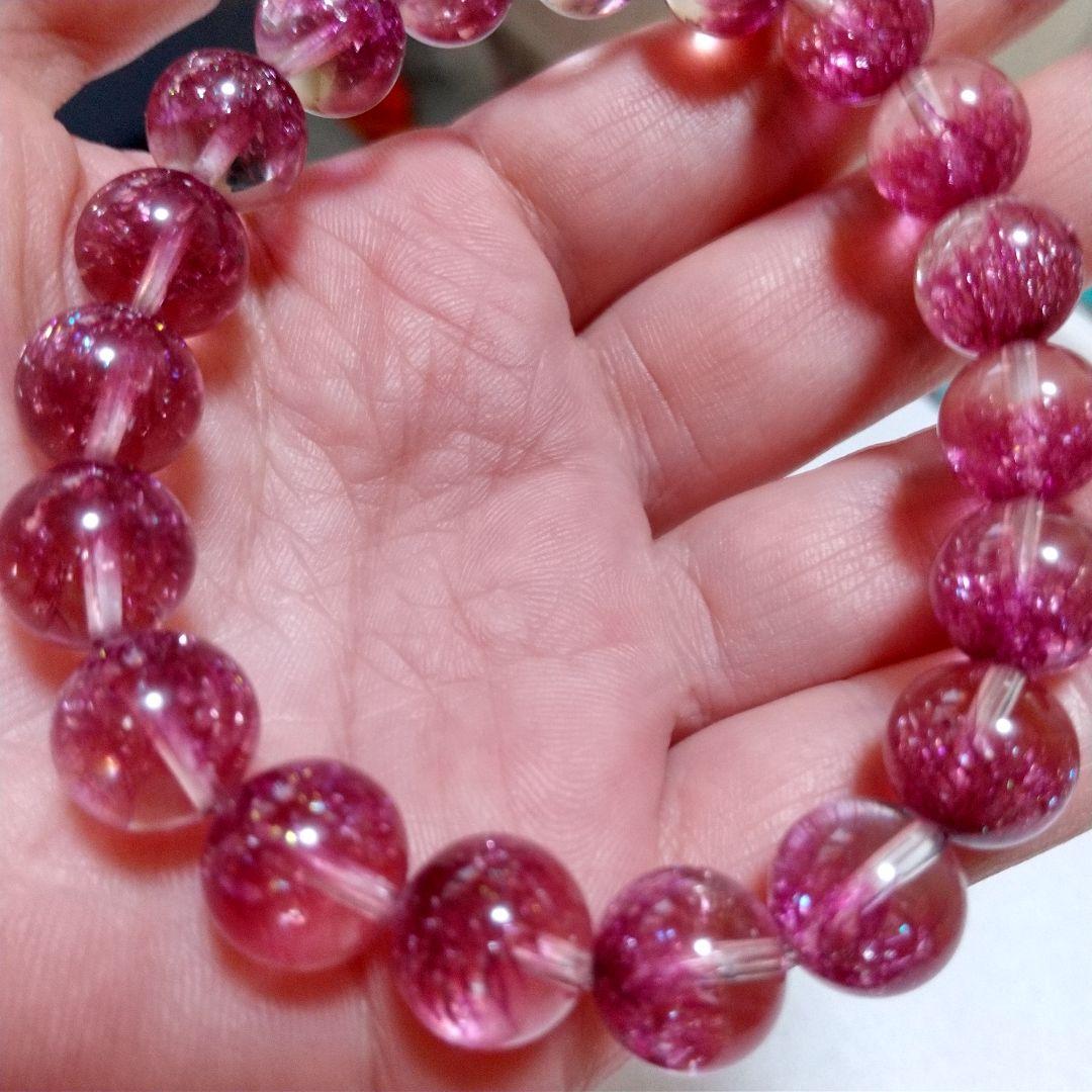 最終価格‼️花火石‼️スーパーセブンブレスレット（パープルレッド）虹入り