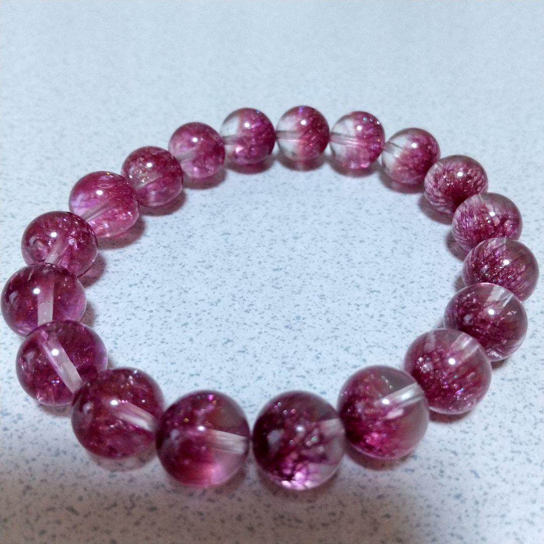 最終価格‼️花火石‼️スーパーセブンブレスレット（パープルレッド）虹入り