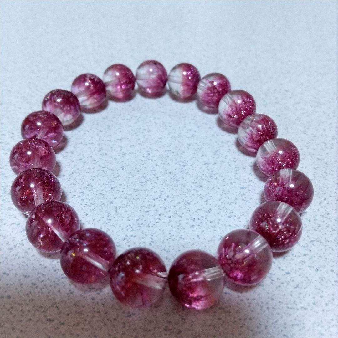 最終価格‼️花火石‼️スーパーセブンブレスレット（パープルレッド）虹入り