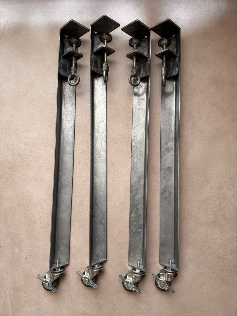 テーブル脚4本キャスター付き/エフクランプレッグ/シルバー