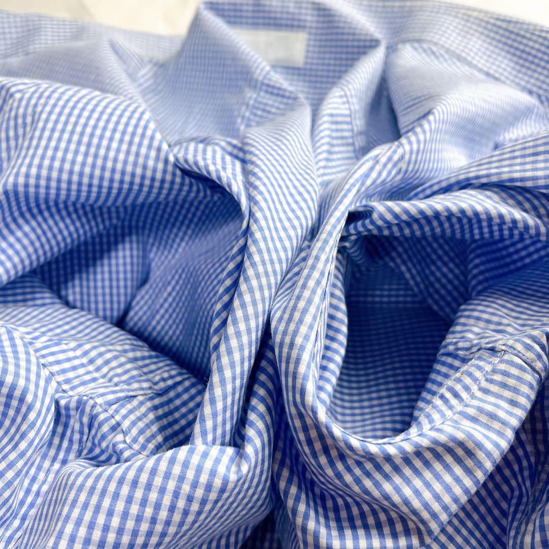 【美品】PRADA プラダ XL〜XXLギンガムチェック シャツ ブルー 45