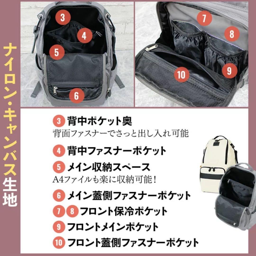 ゆかり【ブラック】23L マザーズバッグ　サコッシュ付き