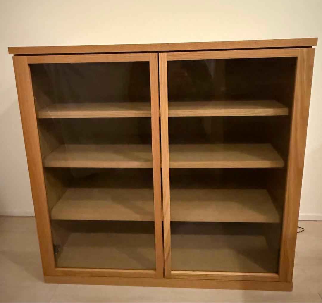 無印良品 本製キャビネット・ガラス扉・オーク材