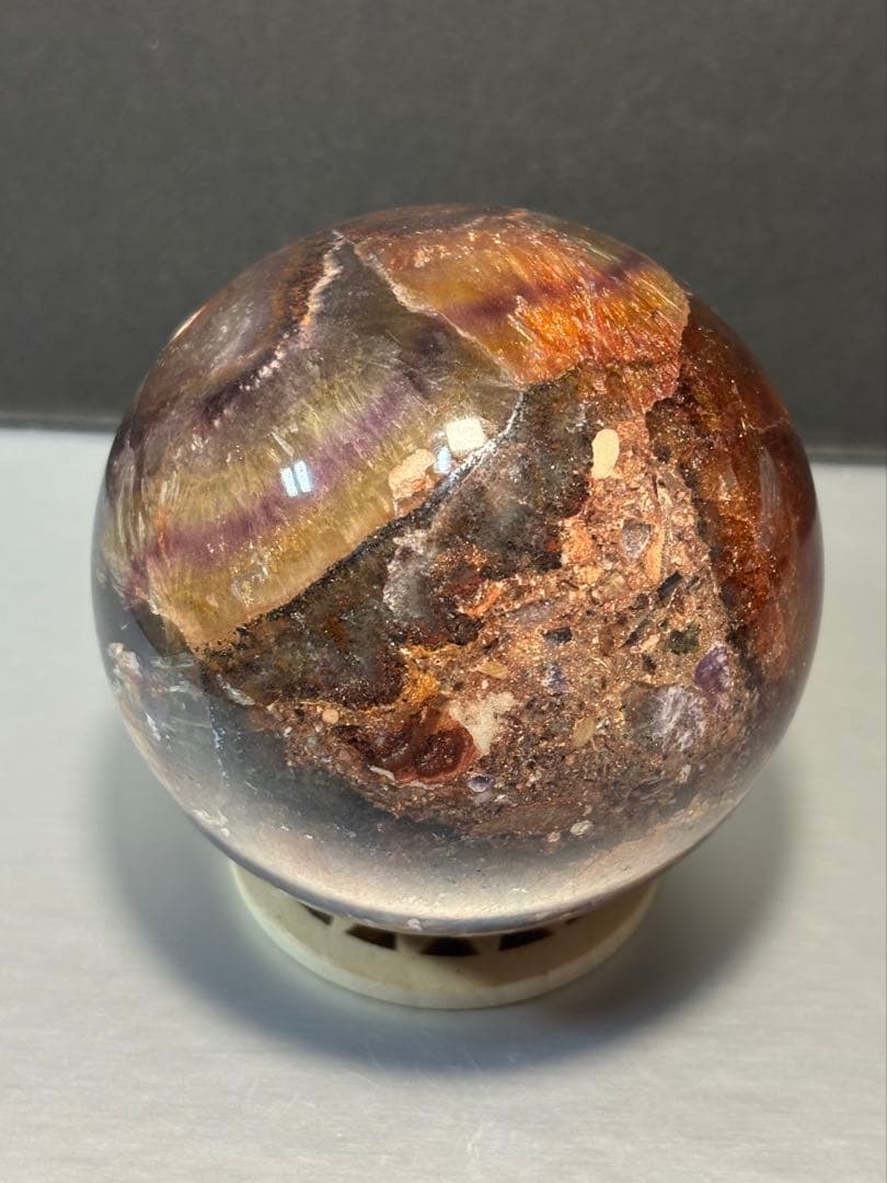 レア　オーラライト23 フローライト共生　スフィア　7.42cm 絶妙な美色
