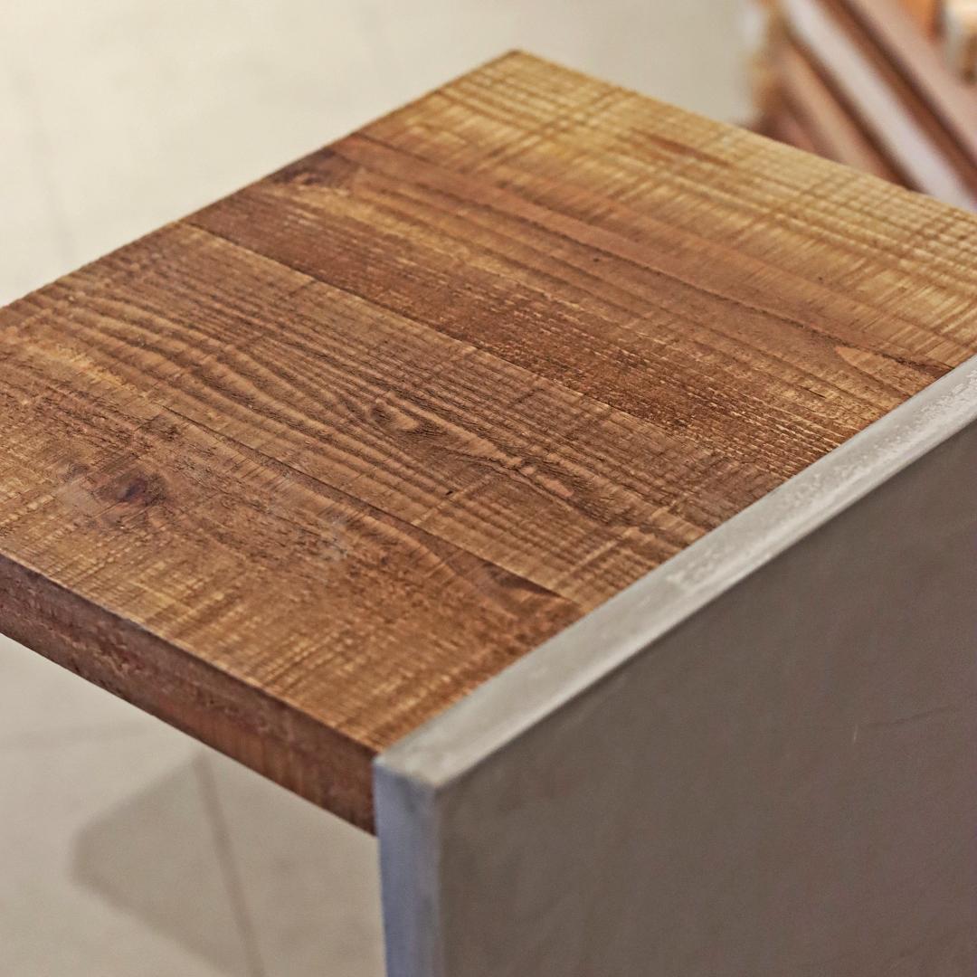 オーダー専用｜センターテーブル｜ライトグレー｜四角脚｜薄塗りモルタル