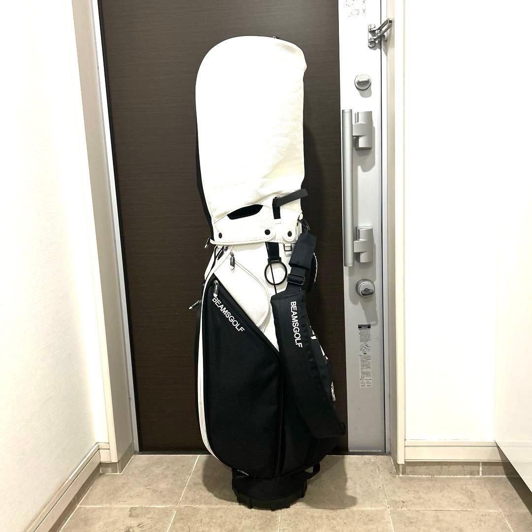 BEAMS GOLF キャディバッグ 白/黒バイカラー