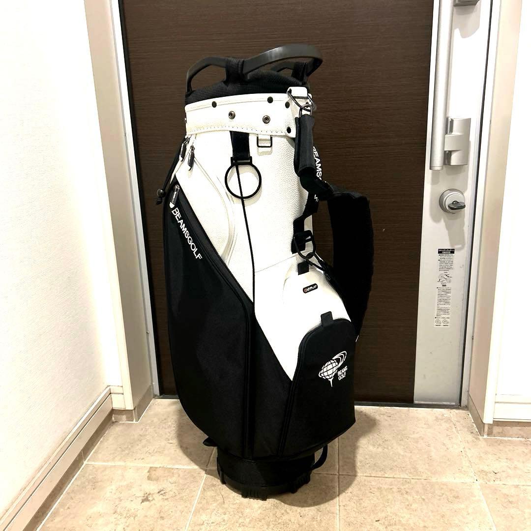 BEAMS GOLF キャディバッグ 白/黒バイカラー