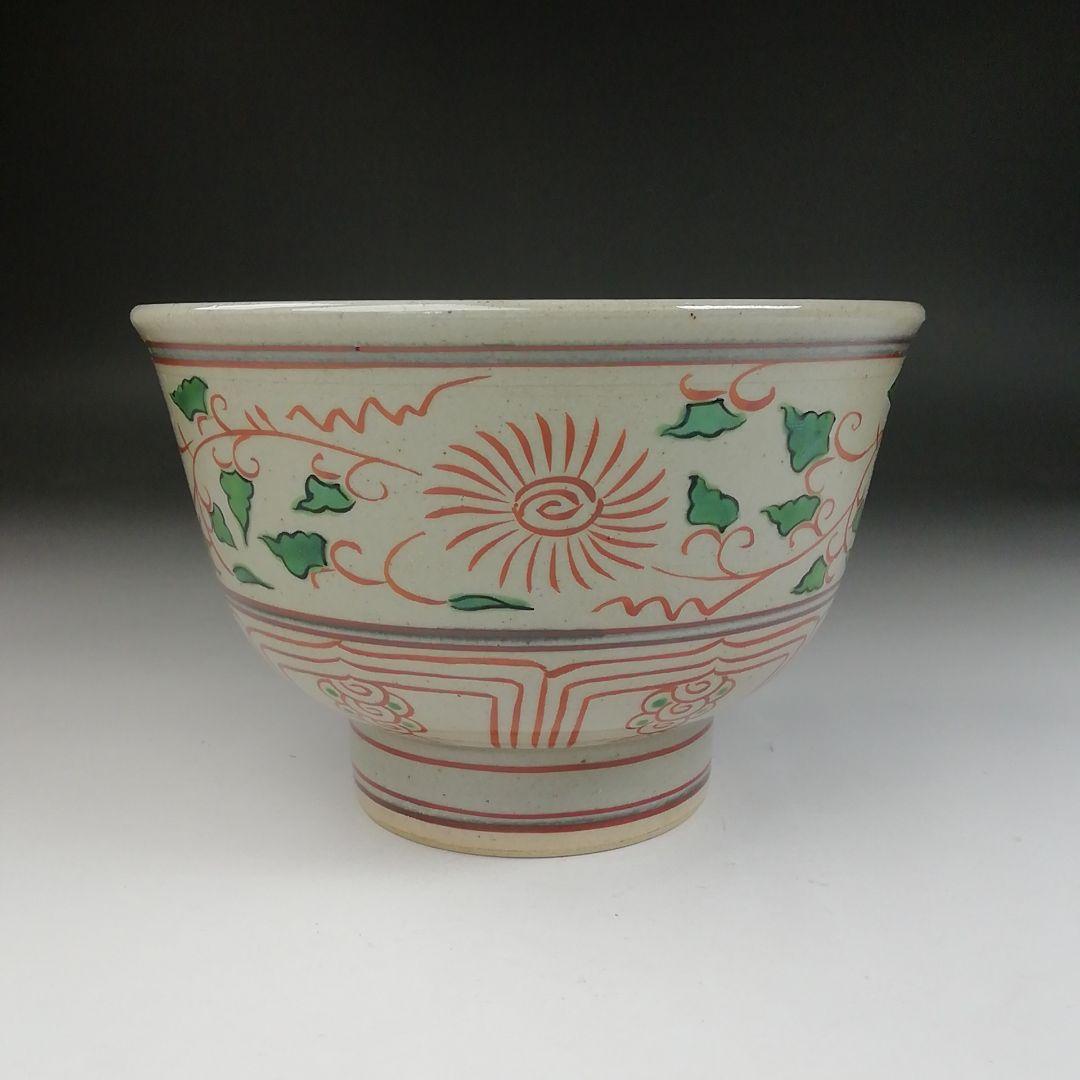 Ｔ６０７　茶碗　『膳所焼』『赤絵　安南写』『淡海ぜぜ陽炎園 造』　共箱　茶道具