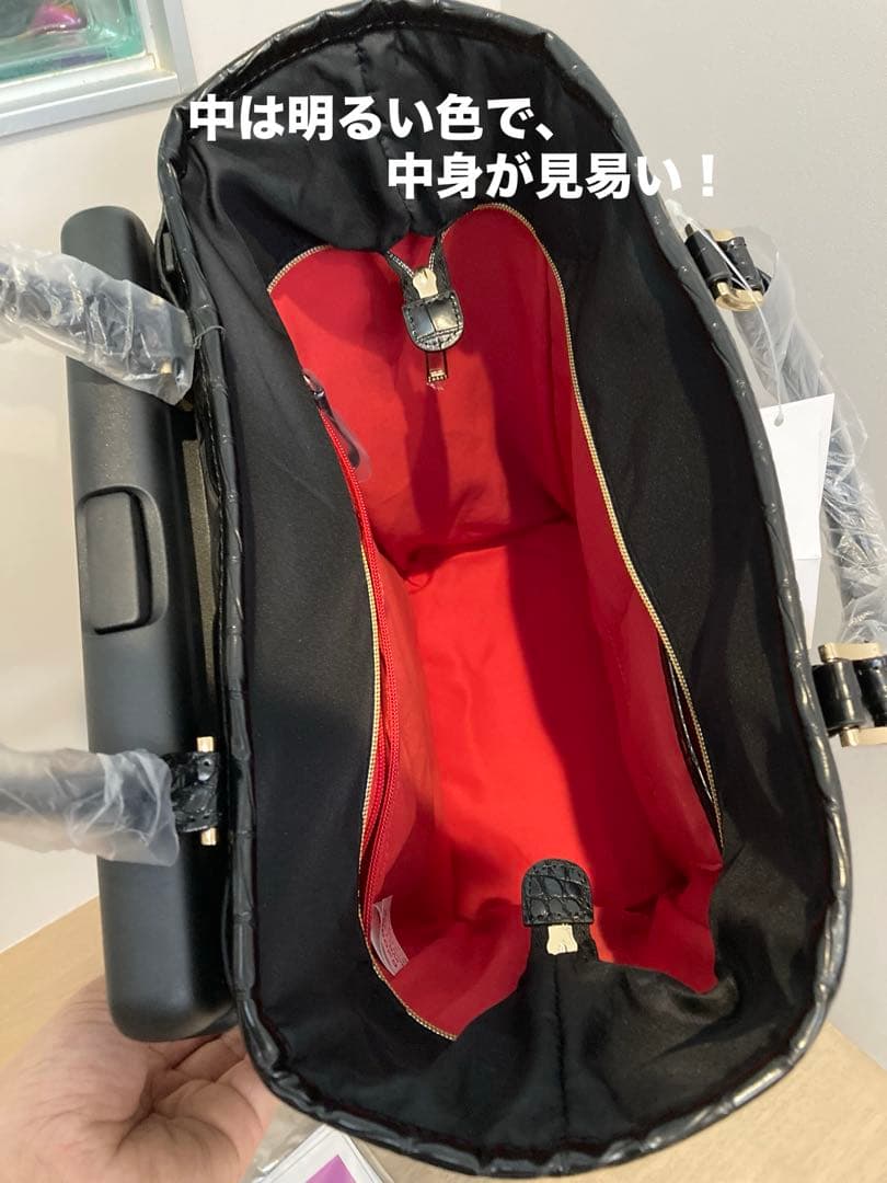 未使用・新品 スワニー トートキャリー クロコダイル型押し４輪ストッパー付き Ｌ