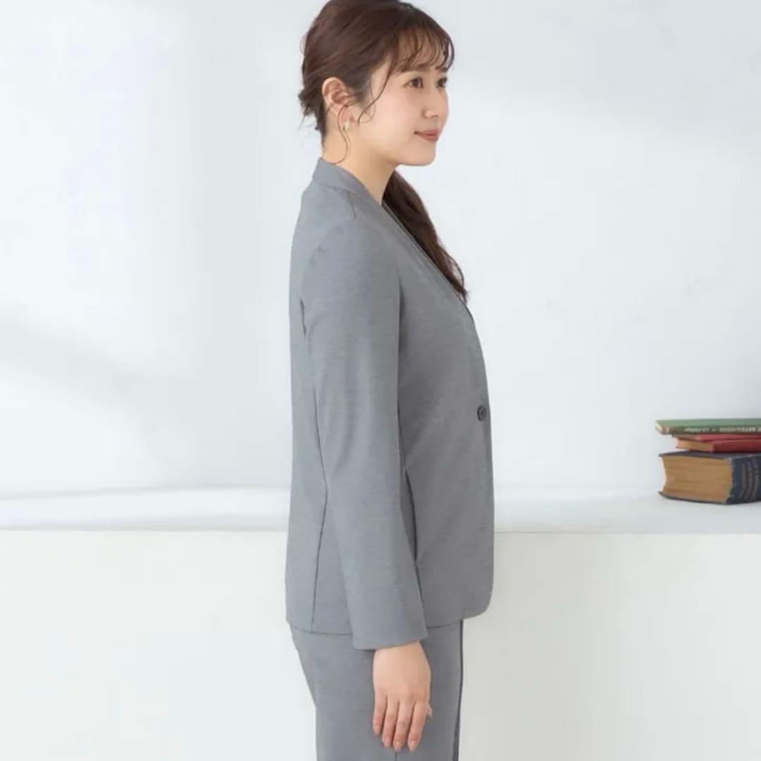 春夏【未使用タグ付☆洗える♪】パジャマスーツ　セットアップ　ノーカラー　グレーS
