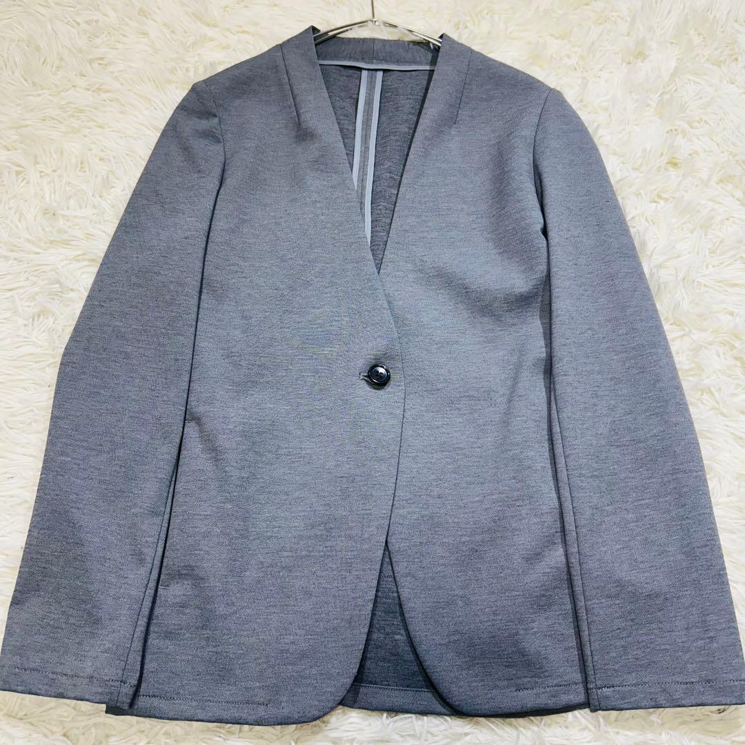 春夏【未使用タグ付☆洗える♪】パジャマスーツ　セットアップ　ノーカラー　グレーS