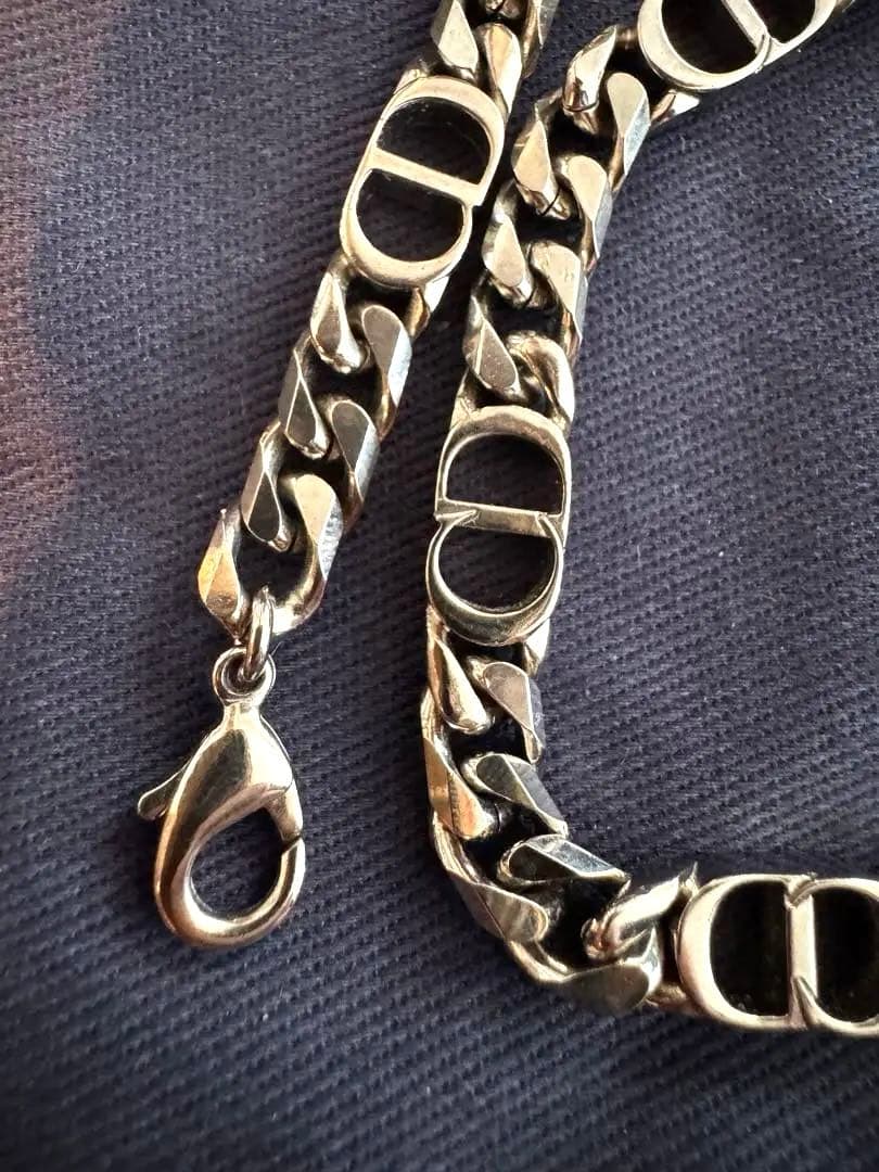 【美品】DIOR CD ICON チェーンリンクネックレス シルバーディオール