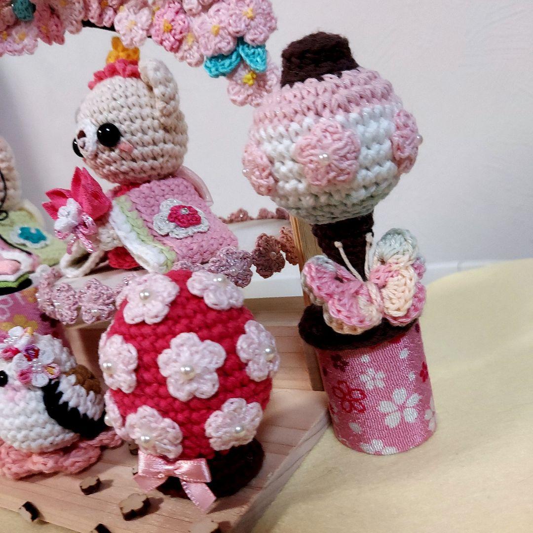 ハンドメイド　ひな祭り　編みぐるみ　シマエナガ　置物　インテリア