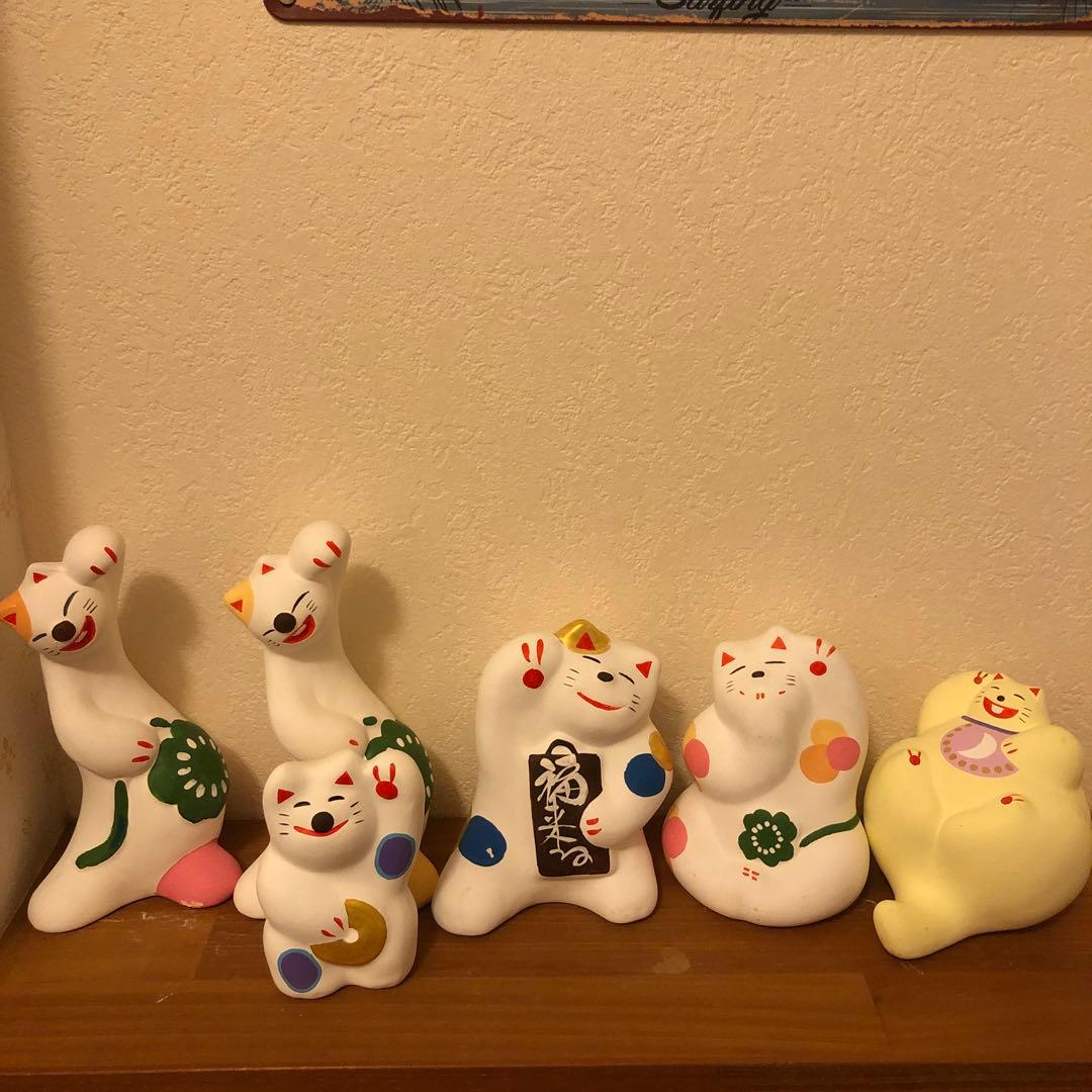 輪葉葉　招き猫　6体セット