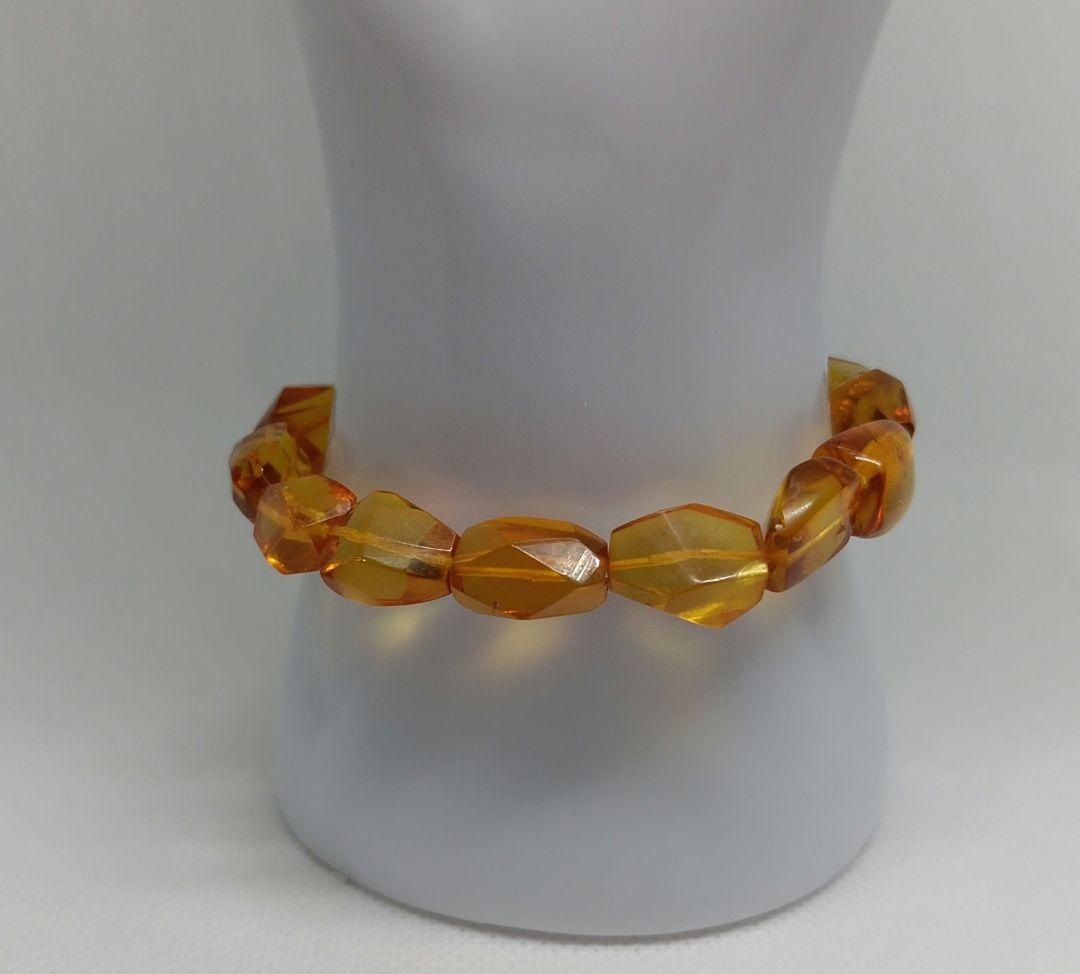 天然琥珀 多角形ビーズブレスレット