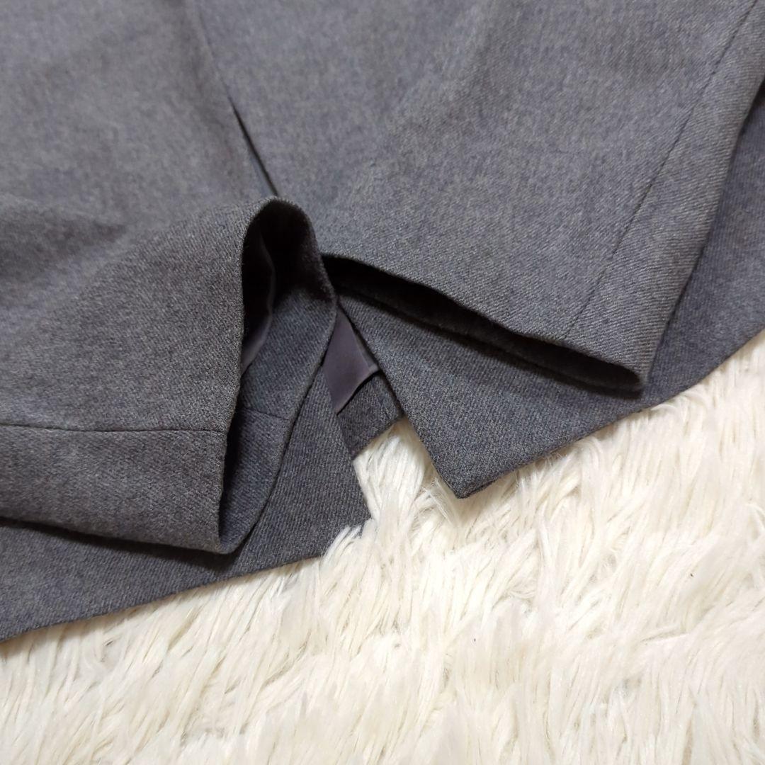 美品 セオリーリュクス 40 ノーカラー パンツスーツ セットアップ グレー
