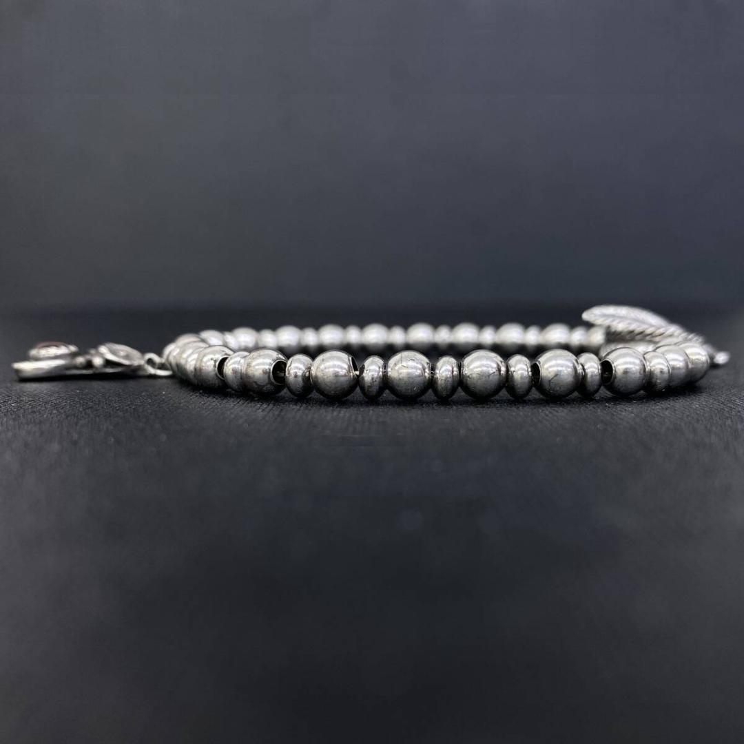 SAAD NAVAJO シルバー 925 リーフ フェザー ビーズ ブレスレット