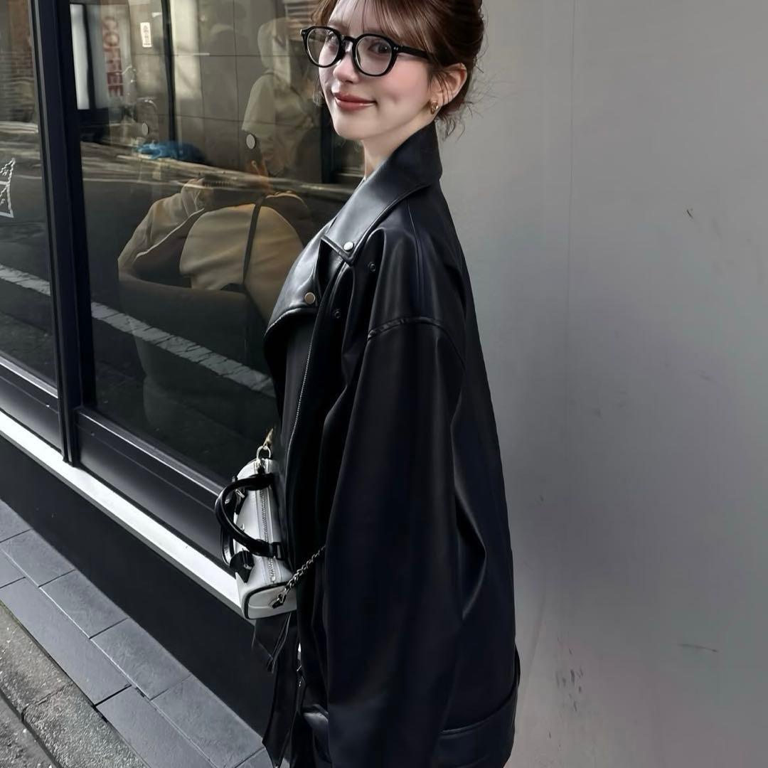 ジャケット・アウター diante LOOSE ECO LEATHER RIDERS JACKET