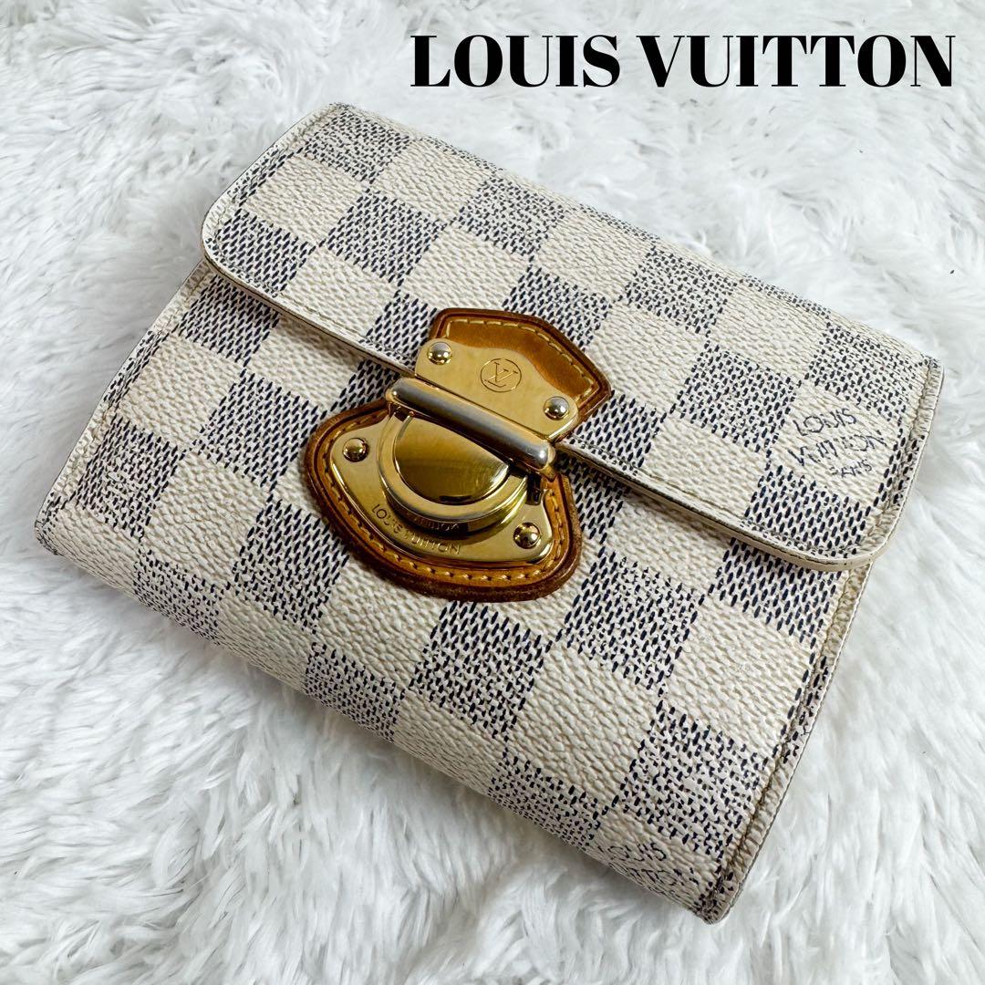 ルイヴィトン ダミエアズール ポルトフォイユ ジョイ 3つ折り財布 白