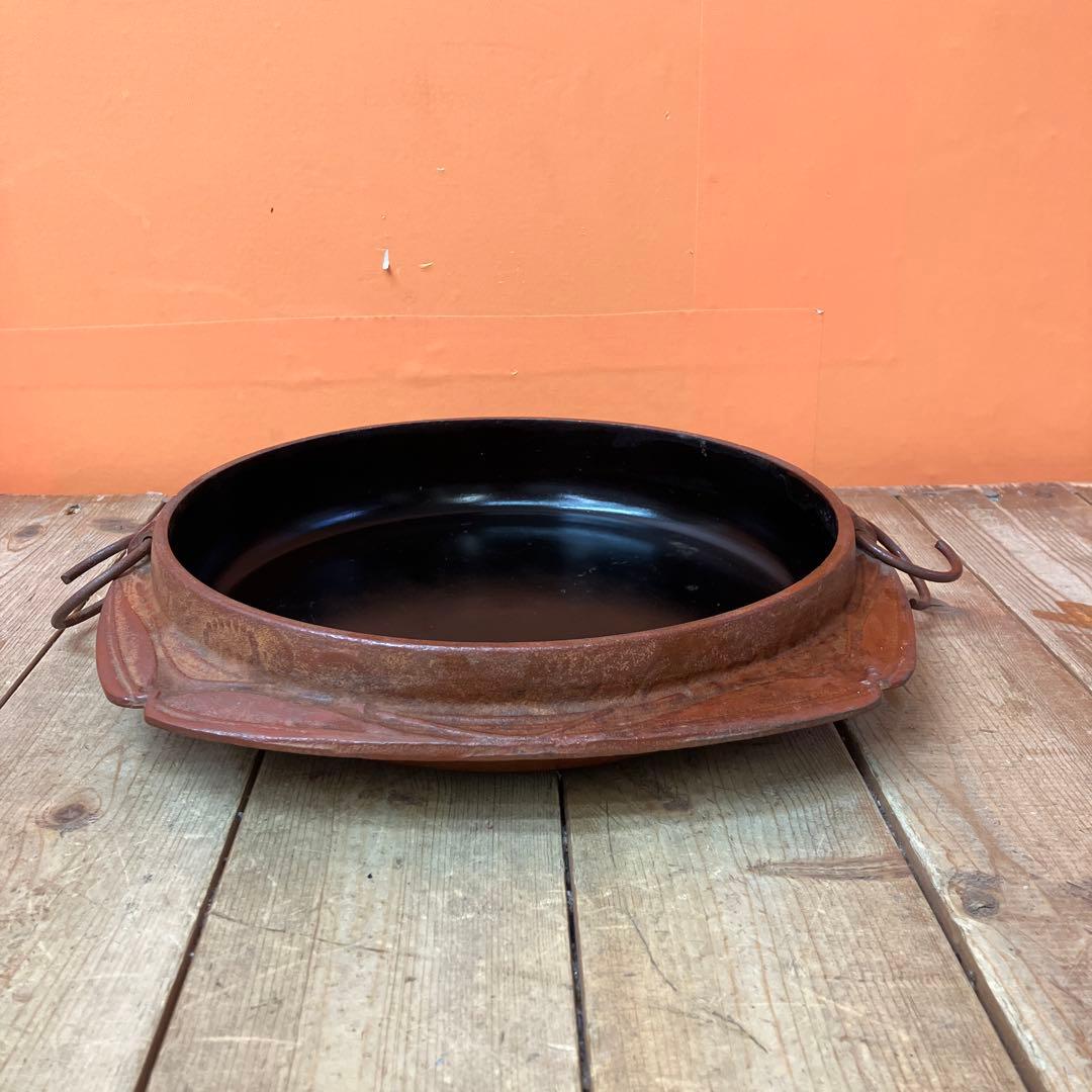 D-5 南部鉄器 すき焼き鍋 鉄鍋 鋳物 ヴィンテージ アンティーク 骨董古道具