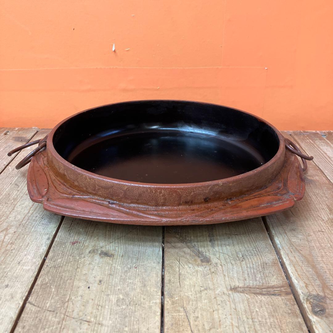 D-5 南部鉄器 すき焼き鍋 鉄鍋 鋳物 ヴィンテージ アンティーク 骨董古道具