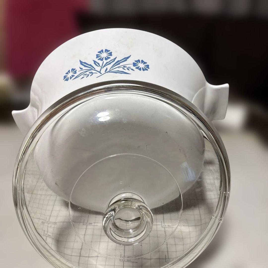 蔵出しコーニングウェア（CorningWare）のブルーの花柄鍋セット 青い花柄