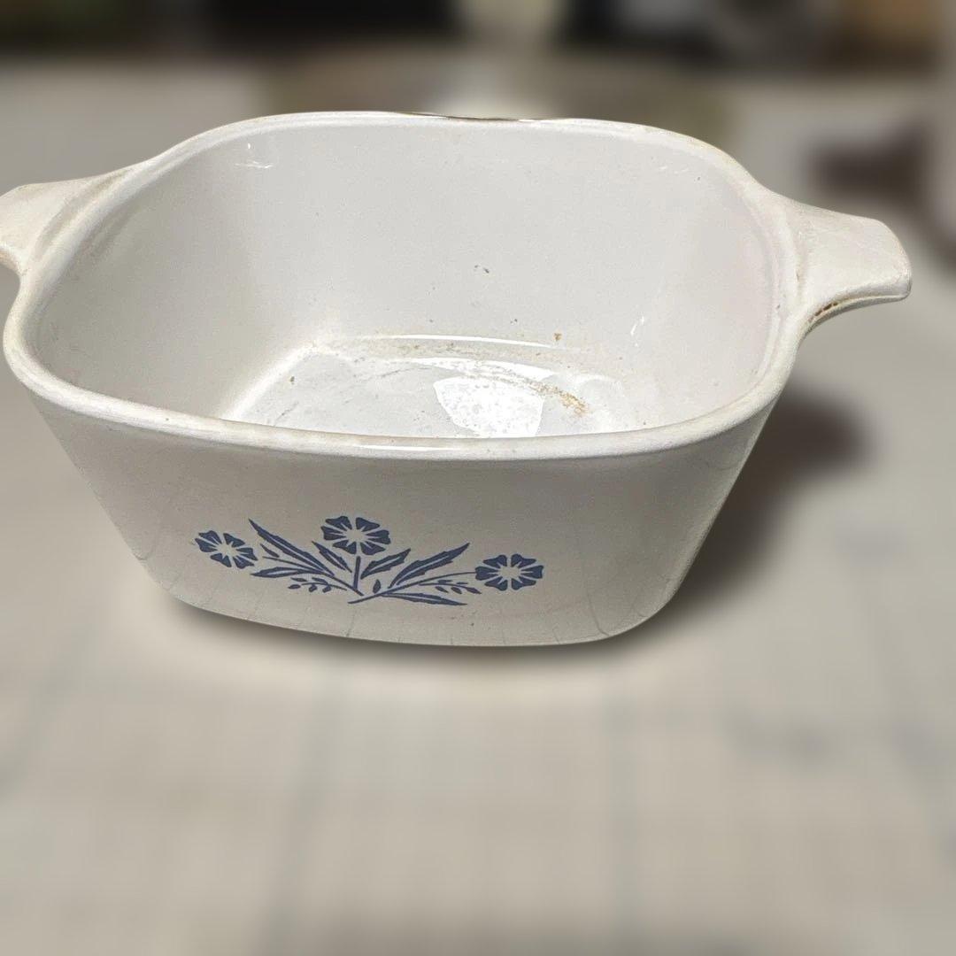 蔵出しコーニングウェア（CorningWare）のブルーの花柄鍋セット 青い花柄