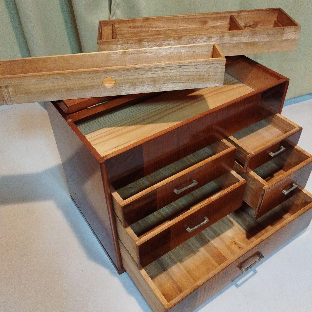 裁縫箱!　 桐　木工品　　　　　　　　隠し引き出し付き　職人手作り家具